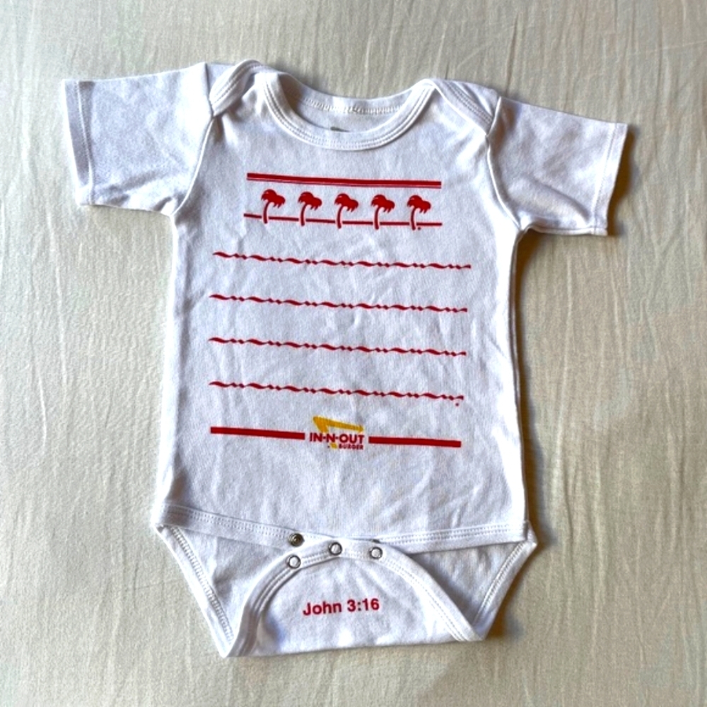 White and Red Baby Onesie